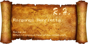 Rozgonyi Henrietta névjegykártya